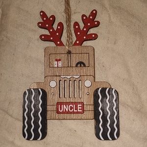 Wooden Uncle Tacker Trailer Christmas Holiday Ornament